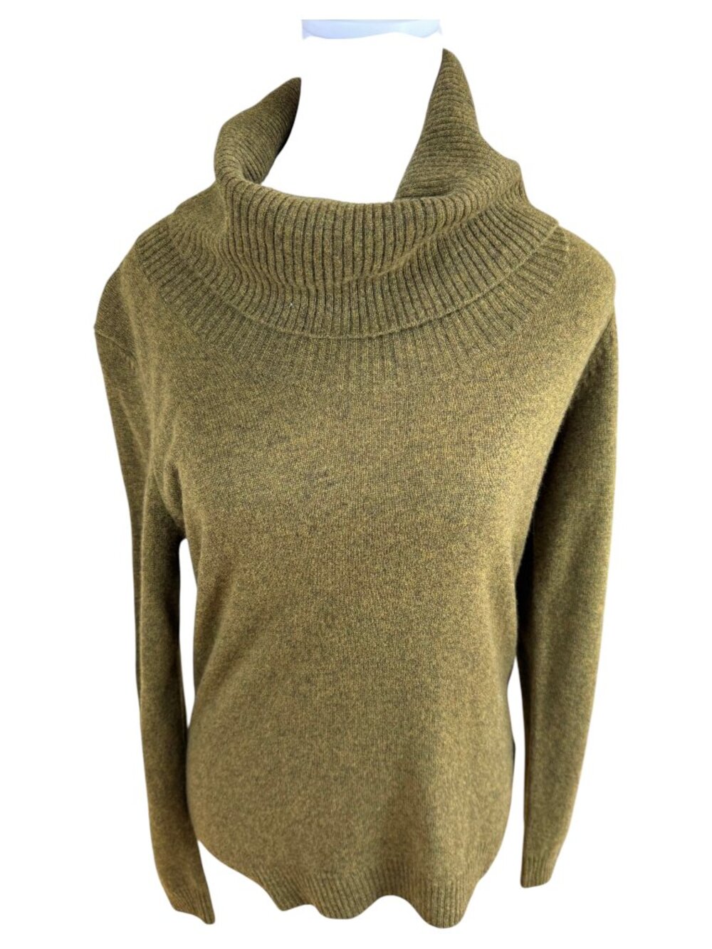 WoolOvers Cashmere Sweater Olive Cowl Neck Classic Autumn (S)